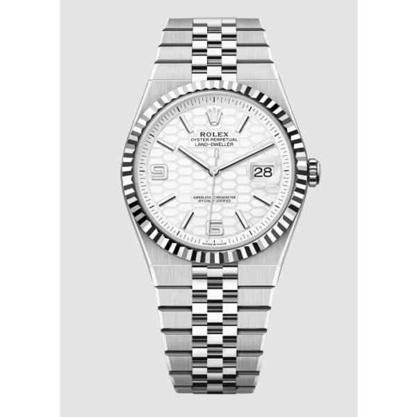 Rolex Land-Dweller White Honeycomb Dial on Flat Jubilee Ref. 127334 Card 2026