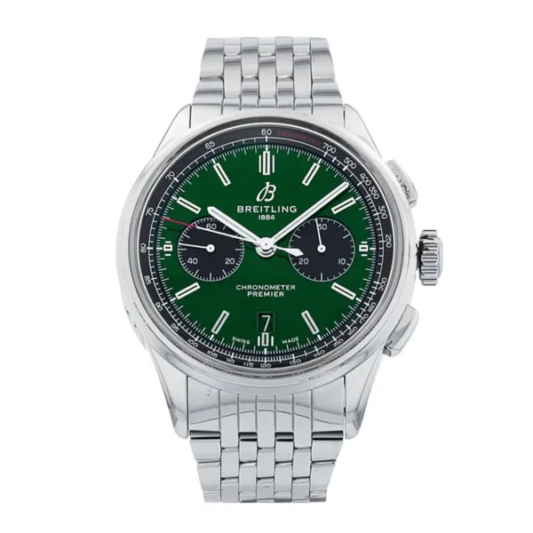 Breitling Premier B01 Green Dial on Bracelet Ref AB0118 with Card 2019