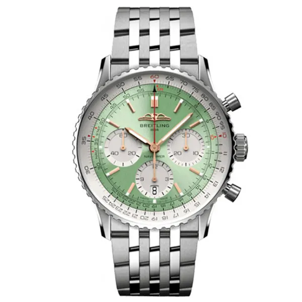 Breitling Navitimer B01 Chronograph Mint Green Dial on Bracelet Ref AB0139211L1A1 with Card 2025