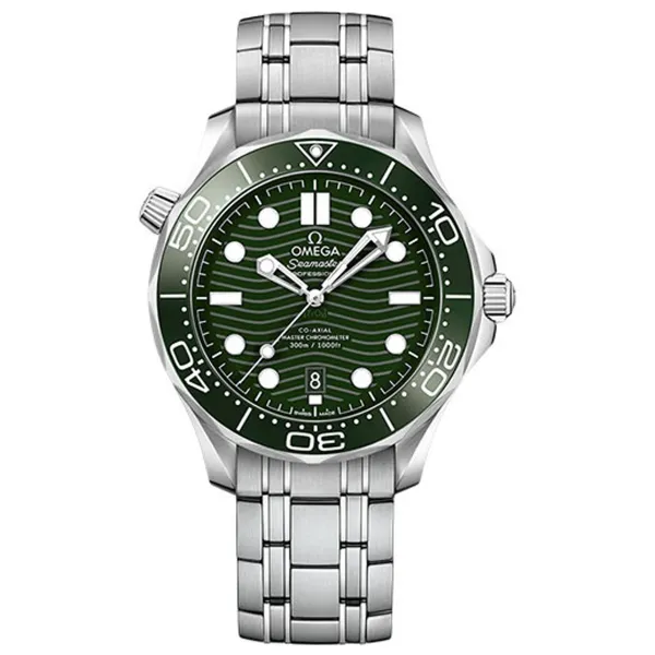 Omega Seamaster Diver 300M Co-Axial Master Chronometer Green Dial on Bracelet Ref 210.30.42.20.10.001 with Card