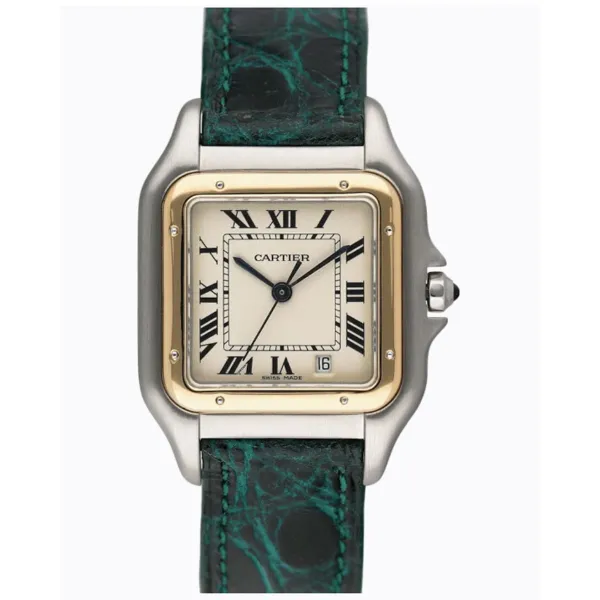 Cartier Panthere White Roman Dial on Green Leather Ref W250285E/11002