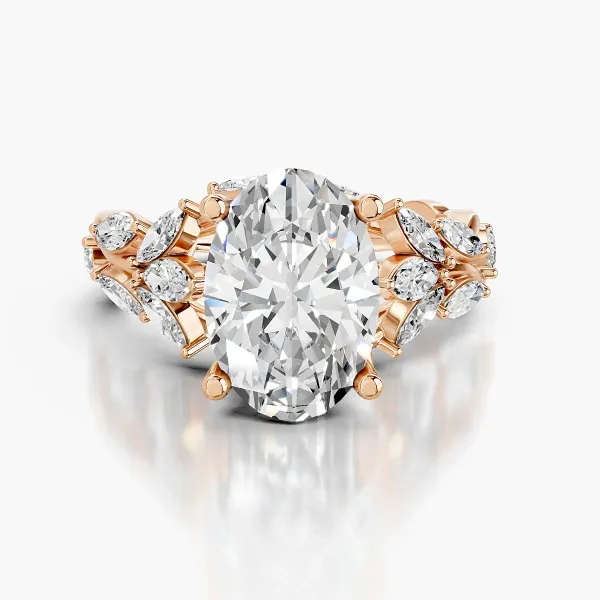 Selena Vintage Inspired Oval Shape 1 CT Lab Grown Diamond Floral Halo Engagement Ring For Women