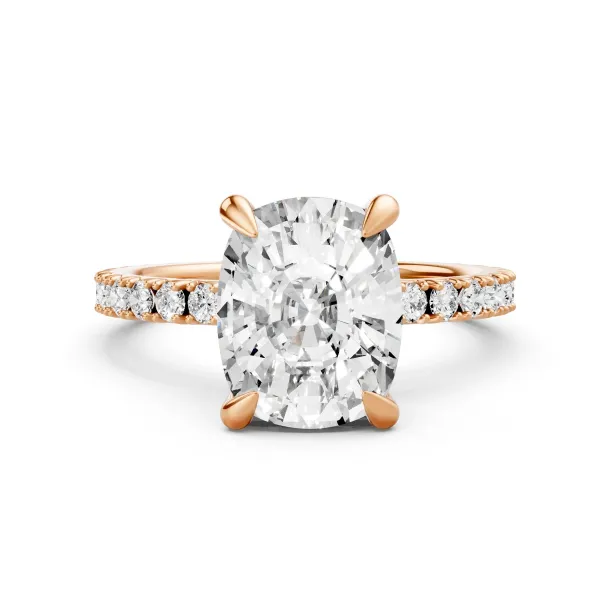 Lily Premium Cushion Shape 1 Carat Solitaire Engagement Ring For Women With Side Lab Grown Diamond