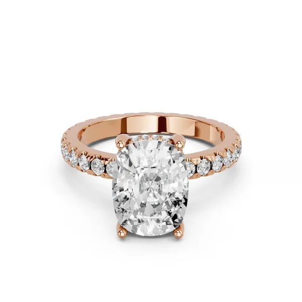 Evie 10K Rose Gold 1.00 CT Cushion Shape Lab Grown Diamond Engagement Ring