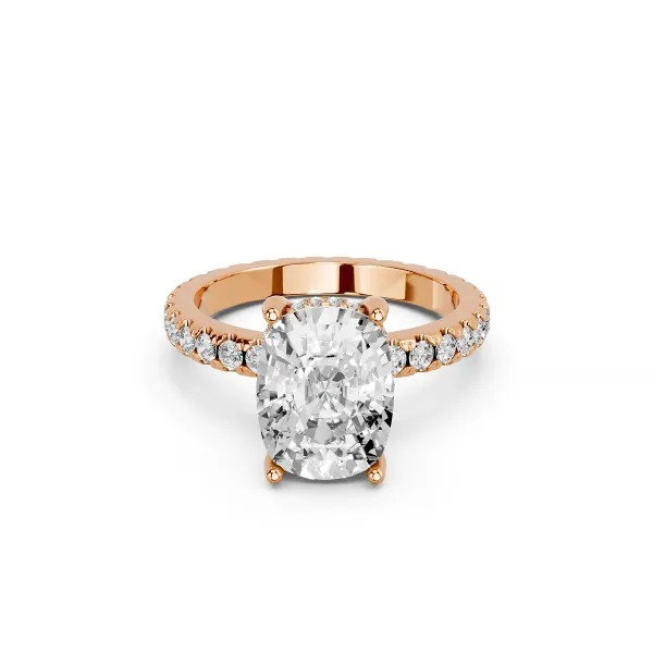 Evie 10K Rose Gold 1.00 CT Cushion Shape Lab Grown Diamond Engagement Ring