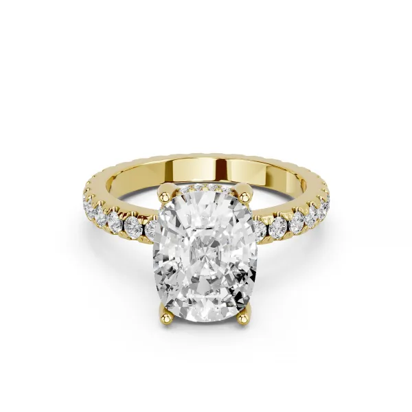 Evie 10K Yellow Gold 1.00 CT Cushion Shape Lab Grown Diamond Engagement Ring