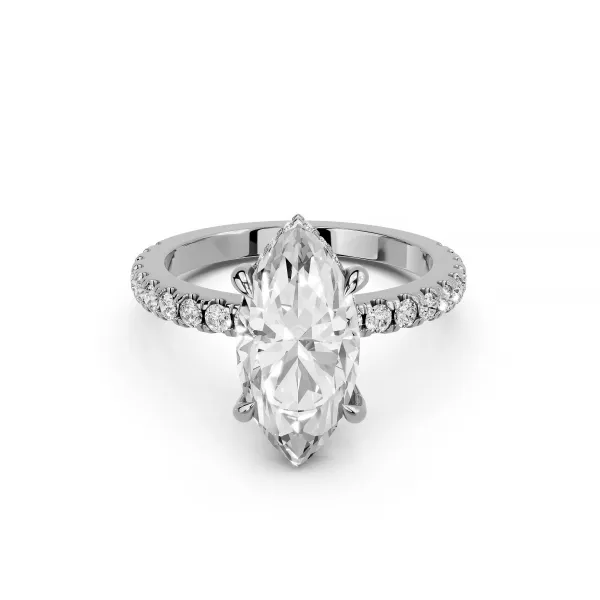 Fiorella 10K White Gold 1.00 CT Marquise Shape Lab Grown Diamond Engagement Ring