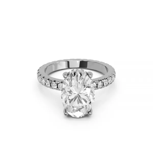 Ina 10K White Gold 1 Ct Oval Center Lab Grown Diamond Halo Engagement Ring