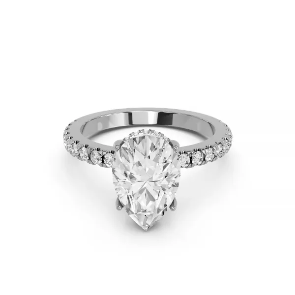 Inara 1 Ct Pear Shape Center Lab Grown Diamond Halo Engagement Ring