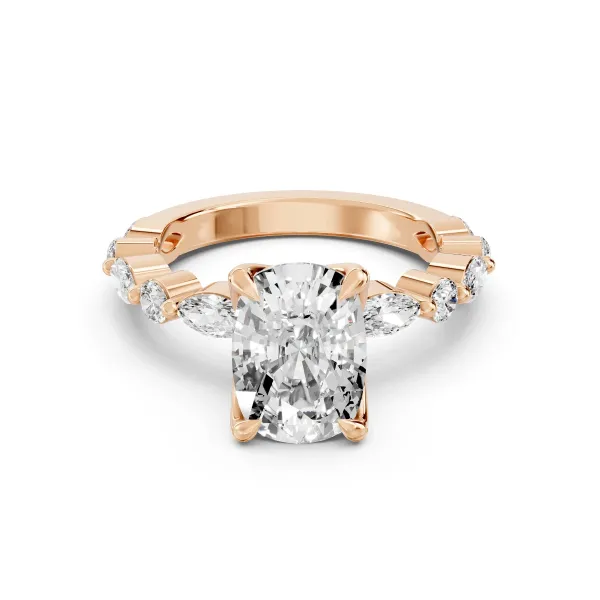 Gwen Elegant Cushion Shape 1 Carat Lab Grown Diamond Engagement Ring With Round Side Diamond
