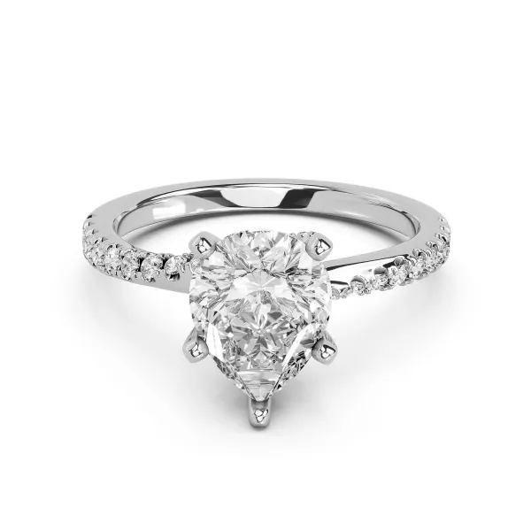 Fia Elegant 1.0 CT Pear Shape Center Lab Grown Diamond Engagement Ring