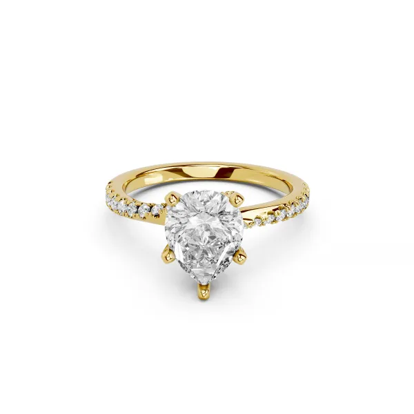 Fia 10K Yellow Gold Elegant 1.0 CT Pear Shape Center Lab Grown Diamond Engagement Ring
