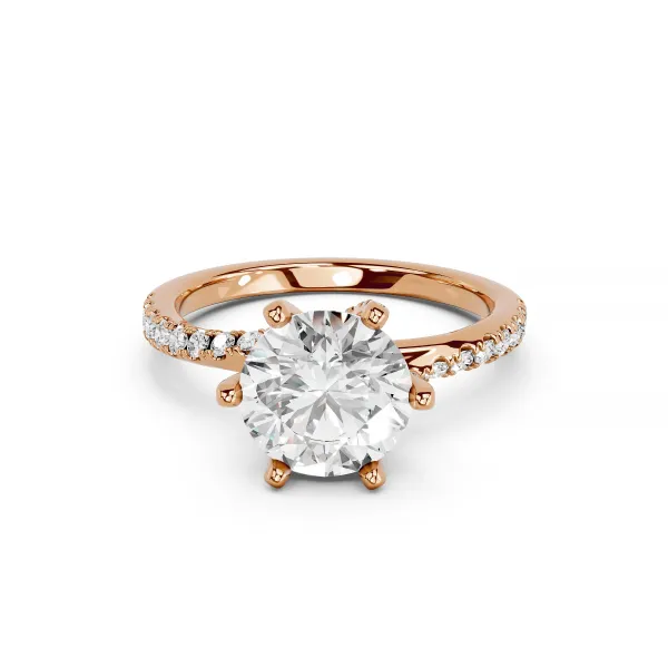 Keilani 10K Rose Gold Round 1 Carat Solitaire Pave Lab Grown Diamond Engagement Ring