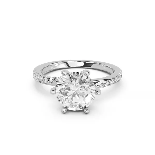 Keilani Round 1 Carat Solitaire Pave Lab Grown Diamond Engagement Ring