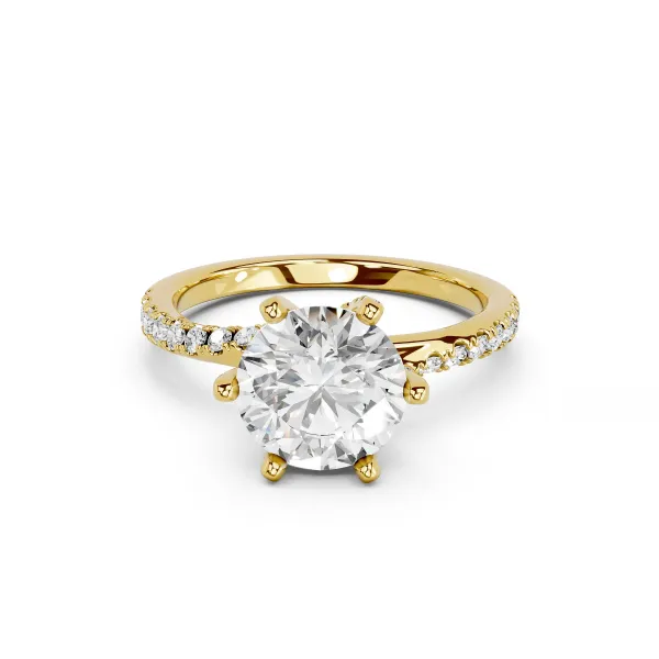 Keilani 10K Yellow Gold Round 1 Carat Solitaire Pave Lab Grown Diamond Engagement Ring