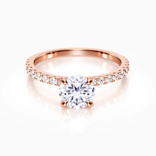 Isabella 14K Rose Gold Round Brilliant Cut Natural Diamond Engagement Ring