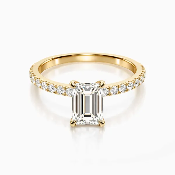 Emerald Cut Center Stone Lab Grown Diamond Engagement Ring