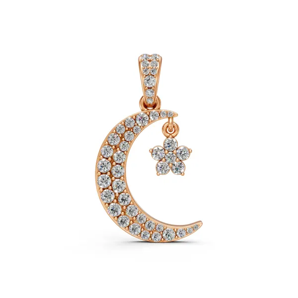 10K Rose Gold Natural Diamond Charm Pendant