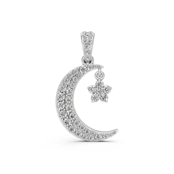 10K White Gold Natural Diamond Charm Pendant