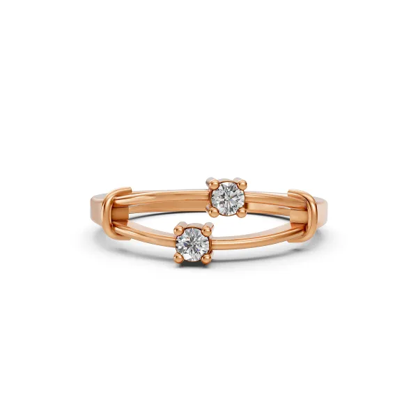 Anouk 10K Rose Gold 0.12 CT Minimalist Ring With Dual Natural Diamond Design