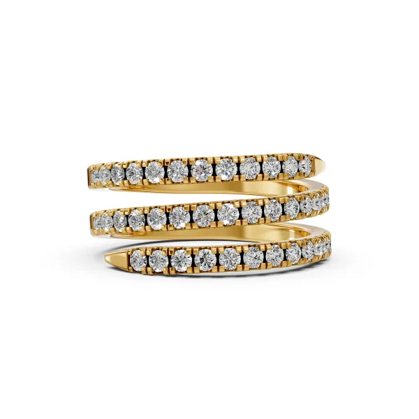 Maeve 10K Yellow Gold Premium Multi Layer Natural Diamond Stylish Statement Ring For Her