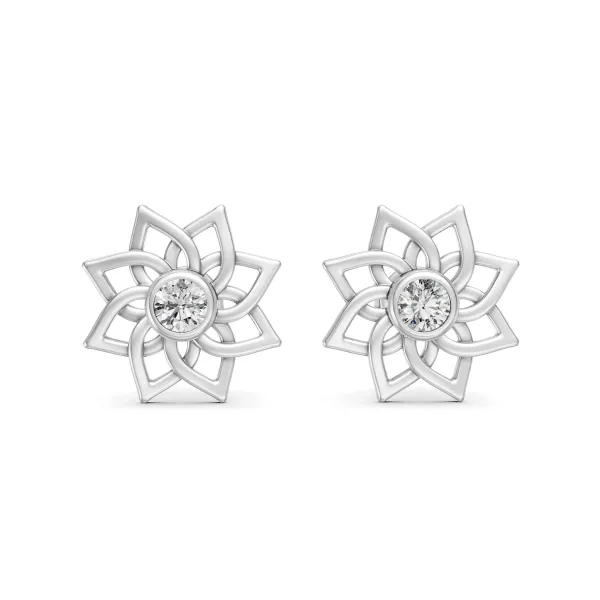 Floral Design 0.32 CT Natural Diamond Stud Earrings