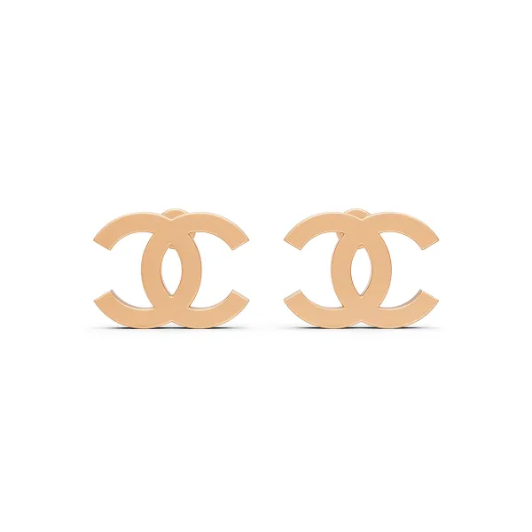 10K Rose Gold Interlocking CC Stud Earrings