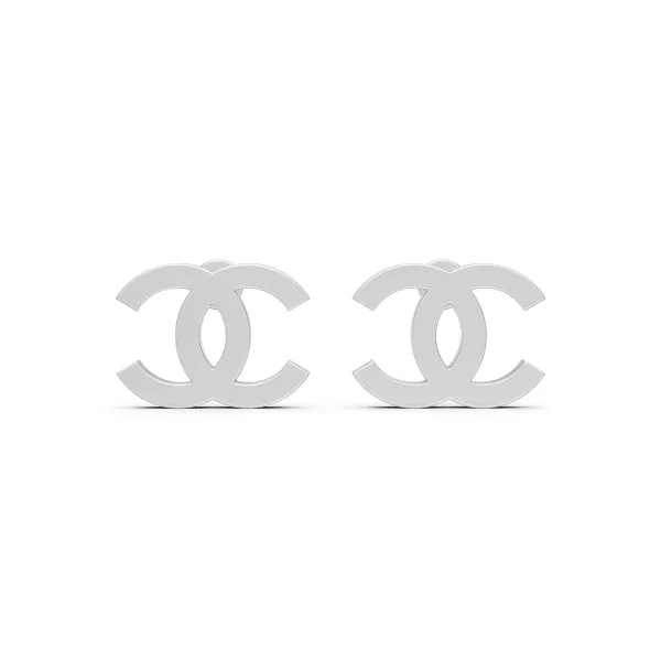 10K White Gold Interlocking CC Stud Earrings