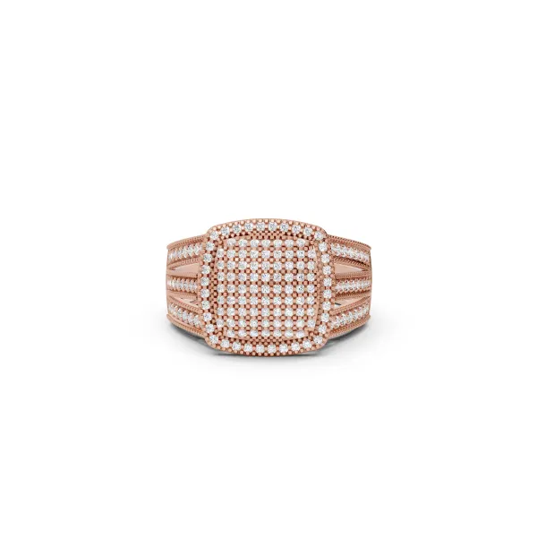 Ori 10K Rose Gold Luxury Cushion Shape Round Natural Diamond Cluster Ring