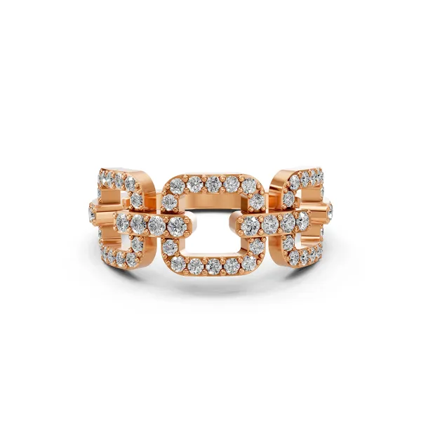 10K Rose Gold Chain Shaped Natural Diamond Ring