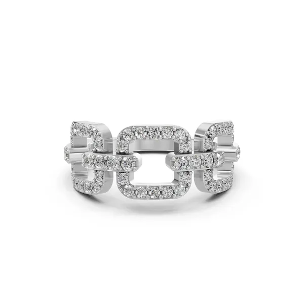 10K White Gold Chain Shaped Natural Diamond Ring
