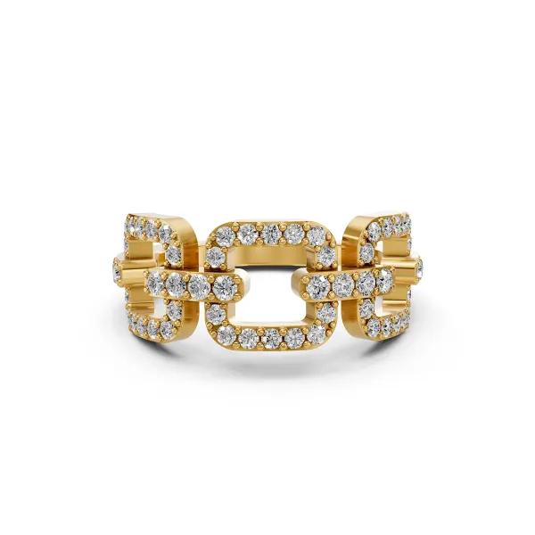 10K Yellow Gold Chain Shaped Natural Diamond Ring