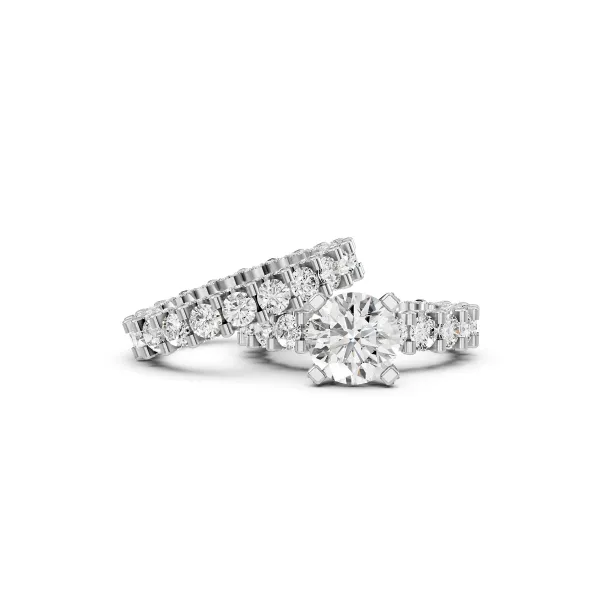 Ziva 10K White Gold 8.23 CT Lab Grown Diamond Bridal Set