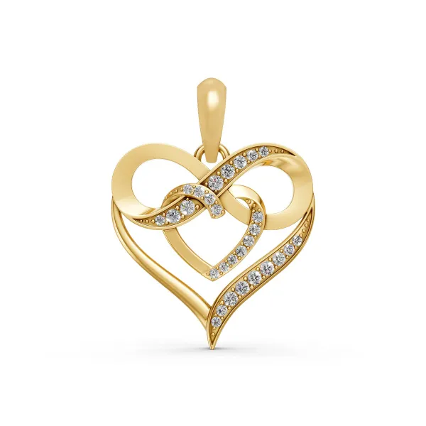 Elegant Love Symbol Infinity Heart Natural Diamond Pendant