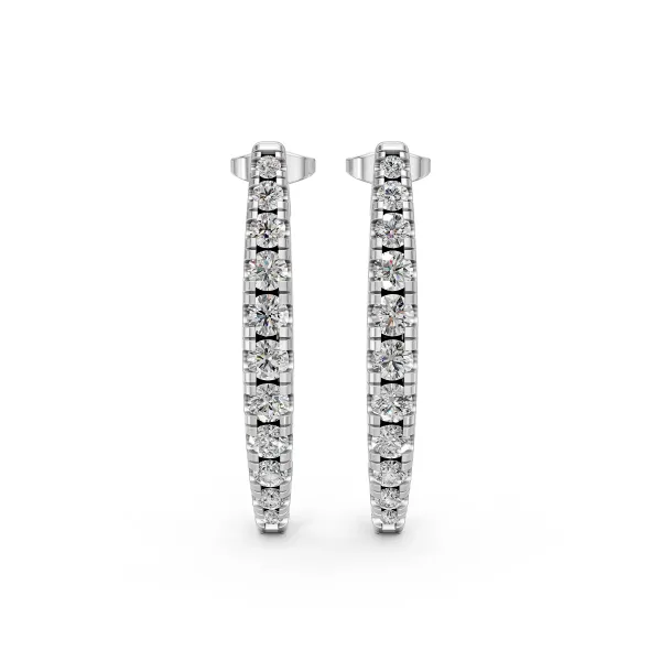 10K White Gold Natural Diamond Stud Earrings For Women