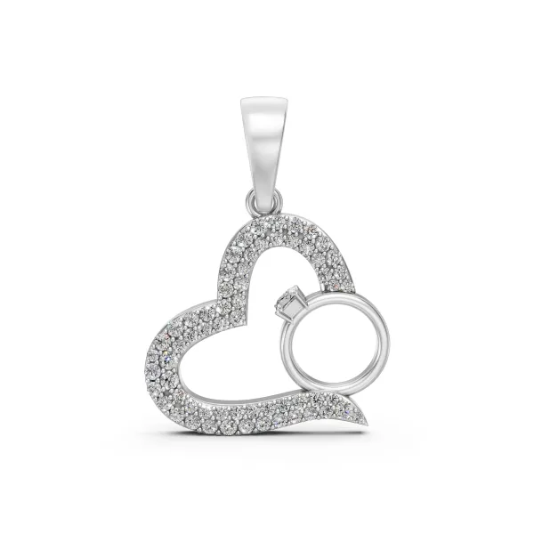 10K White Gold Intertwined Natural Diamond Heart Pendant