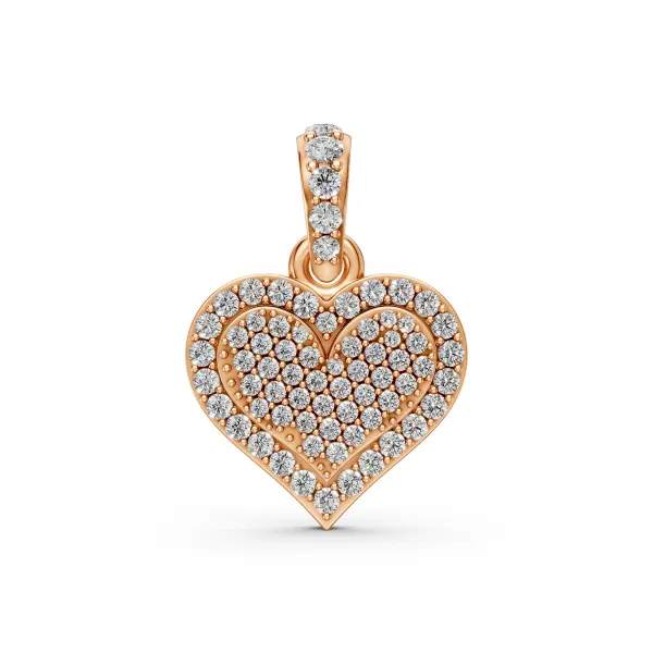 10K Rose Gold Premium Heart Shape Natural Diamond Pendant For Women