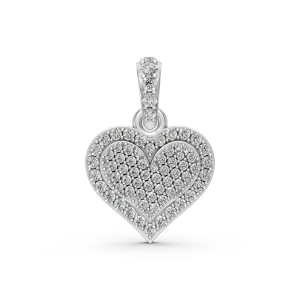 10K White Gold Premium Heart Shape Natural Diamond Pendant For Women