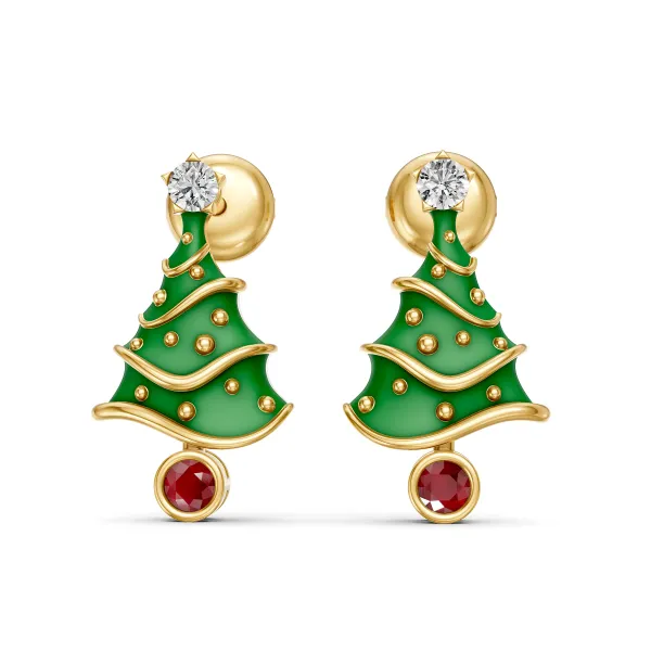 Christmas Tree Lab Grown Diamond Stud Earrings