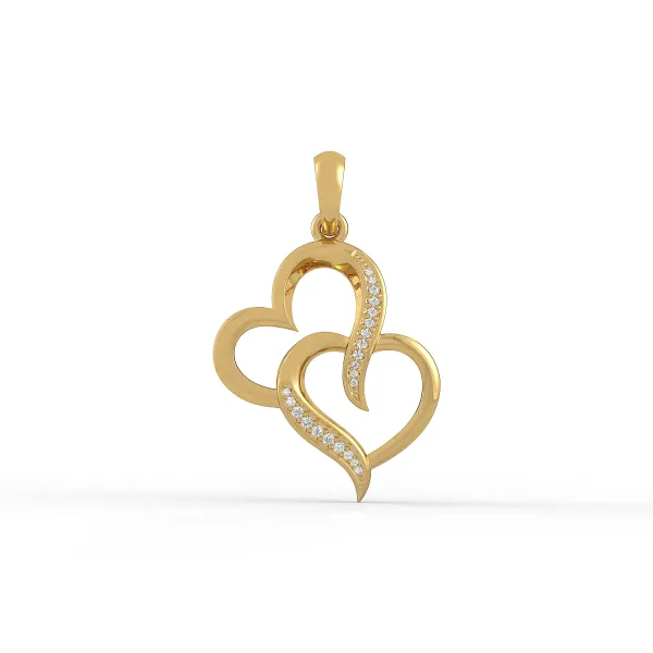 Double Heart Love Design Natural Diamond Pendant