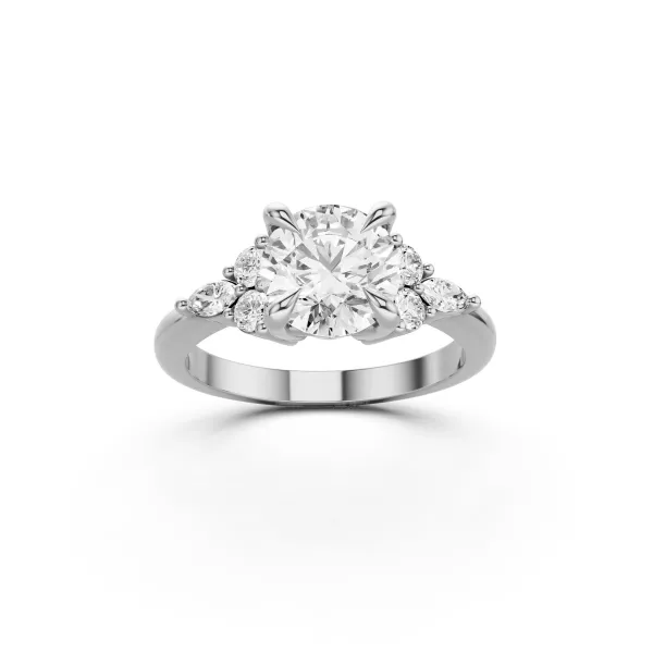 Elidi Classic Round Lab Grown Diamond Solitaire Ring With Side Stone