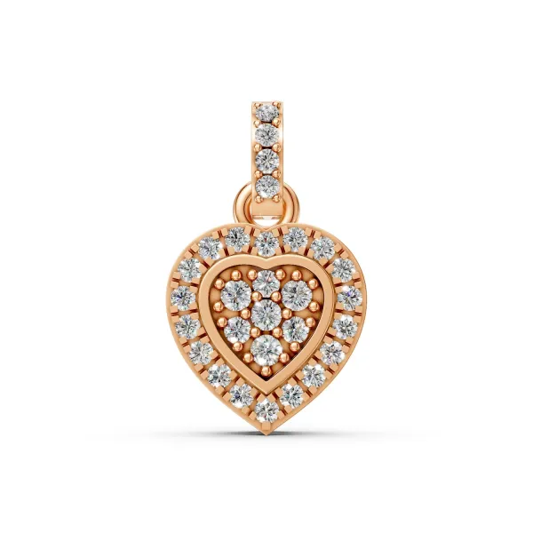10K Rose Gold Valentine's Heart Natural Diamond Pendant