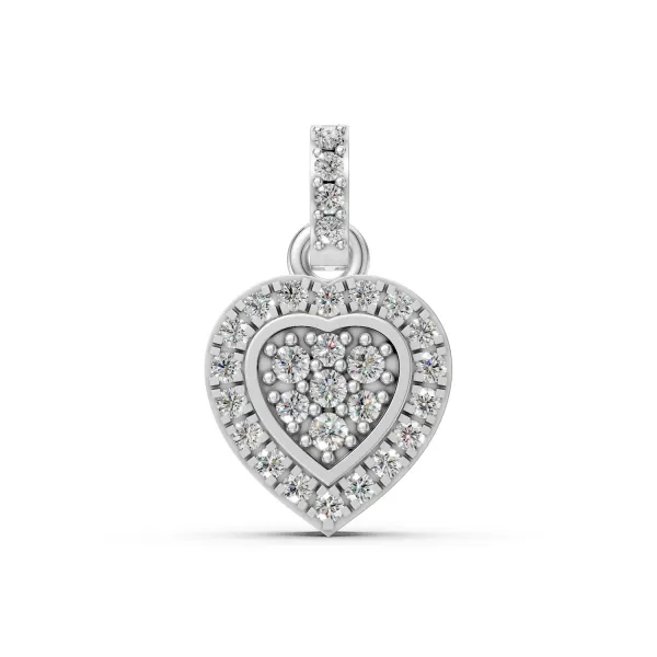 10K White Gold Valentine's Heart Natural Diamond Pendant