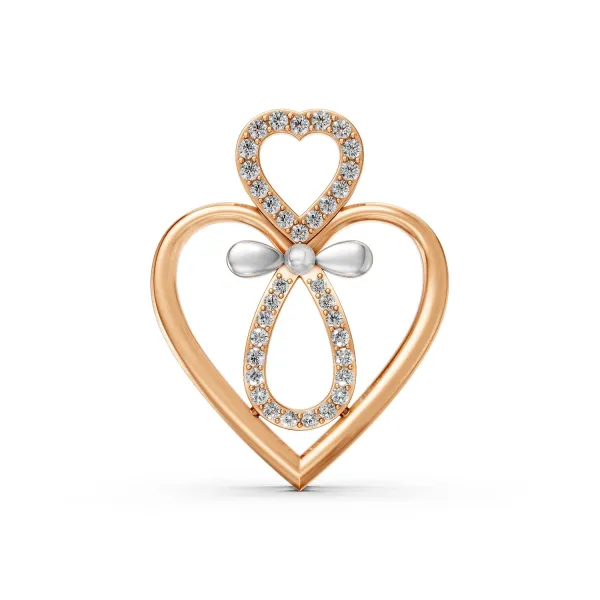10K Rose Gold Natural Diamond Love Designs Heart Pendant