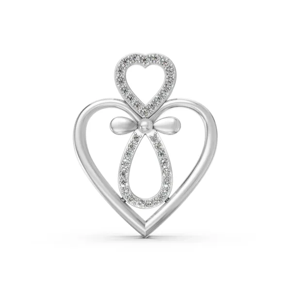 10K White Gold Natural Diamond Love Designs Heart Pendant