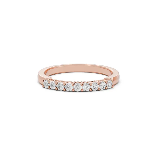 Luna 10K Rose Gold Elegant Natural Diamond Half Eternity Ring For Women