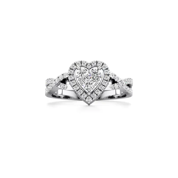 Noa Heart Shape Natural Diamond Cluster Halo Design Engagement Ring For Women