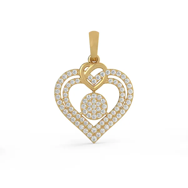 Heart In Heart Motif Natural Diamond Pendant