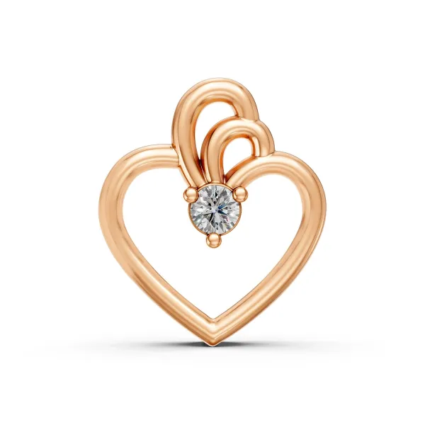 10K Rose Gold Heart Shaped Center Natural Diamond Pendant