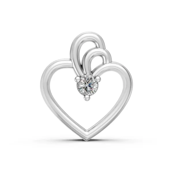 10K White Gold Heart Shaped Center Natural Diamond Pendant